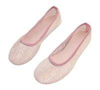 Momolaa UK 6.5 Lace Floral Flat Shoes for Ladies WOMEN Slip on Lace Ballet Flats Breathable Loafers Comfortable Cut out Boat Shoes Casual Ballerina Round Toe Pumps Shoe Pink Footwear Gift