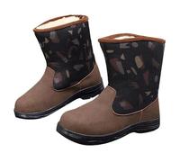 Momolaa UK 6.5 Mens Winter Mid-Calf Snow Boot Faux Fur Lined Calf Length Snow Boots Warm Warm Inner Comfortable Waterproof Slip on Outdoor Shoes Thickened Stylish Brown Footwear Gift