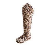 Momolaa UK 6.5 Women's Platform Wedge Chunky Heels over the Knee High Boots Leopard Print Wedges Round-Toe Thigh High Boots Leopard Footwear Clearance