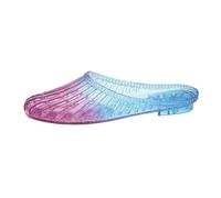 Momolaa UK 6 Clear Jelly Flats for Women Crystal Closed Toe Jellies Mule Sandals Slip On Jelly Slides Backless Shoes Casual Comfortable Summer Beach Slipper Sandals 002_Purple