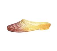 Momolaa UK 6 Clear Jelly Flats for Women Crystal Closed Toe Jellies Mule Sandals Slip On Jelly Slides Backless Shoes Casual Comfortable Summer Beach Slipper Sandals 002_Brown