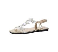 Momolaa UK 6 Women Rhinestone Butterfly Sandals,Sparkly Diamante Butterfly Strappy Clear Glitter Dressy Cute Summer Wedding Bridal Flats Sandal with Square Open Toe Gold Footwear New