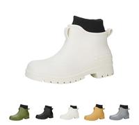 Momolaa UK 7.5 Wellies Women Men Rain Gardening Shoes Unisex Short Ankle Wellingtons Boots Outdoor Waterproof Ladies Wellies Welly Boots White