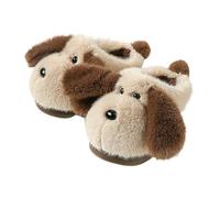 Momolaa UK 8.5 Puppy Slippers for Women Ladies Girls Slippers House Shoes Adults Teens Big Kids Open Back Cute Plush Fun Anime Cartoon Animal Slip on Mules Bedroom Slipper Home Shoes Coffee
