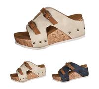 Momolaa UK Size 4 Cork Wedge Sandals for Women Clearance Platform Cushioned Slingback Wedges Summer Shoes Lightweight for All Day Wear YL250522 Footwear Z0_Beige