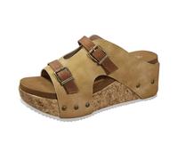 Momolaa UK Size 5.5 Cork Wedge Sandals for Women Clearance Platform Cushioned Slingback Wedges Summer Shoes Lightweight for All Day Wear YL250522 Footwear Z0_Khaki