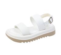 Momolaa UK Size 5 Platform Sandals Women Cute Backless Two Band Sandals Open Toe Slingback Thick Sole Soft Slip-On Back Strap Sandal For Daily Vacation Dating Party Sandle Footwear White