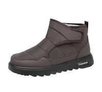 Momolaa UK Size 6 Men's Snow Boots Waterproof Winter Shoes with Fur Lined Warm Touch Closure Slip on Boots Ankle Booties Pull-On Comfortable Outdoor Winter Shoes Oxford Short Boot Brown