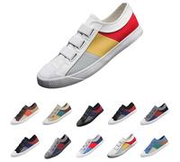 Momolaa Unisex Casual Canvas Shoes Womens Mens Colorblock Comfortable Low Top Walking Shoes Lightweight Slip on Fashion Sneakers Outdoor Tennis Trainers Pumps dad Gifts Footwear UK 5 Beige