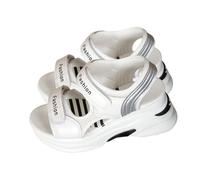 Momolaa Wedges Womens Heightening Sports Sandals Size 7 Platform Wedge with Adjustable Straps Ankle Strap Open Toe Trendy Casual Beach Shoes for Everyday Wear White Footwear