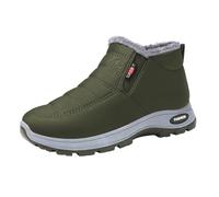 Momolaa Winter Boots for Women Slip on Thermal Ankle Snow Boots Waterproof Lightweight Warm Fur Lined Comfortable Walking Soft Booties Thickened Booties Elderly Ladies Army Green Footwear Size 6.5