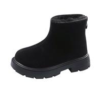 Momolaa Winter Fur Lined Ankle Boots for Girls,Girls Mid Calf Riding Combat Ankle Boots Kids Black Ankle Boot Girls Chelsea Biker Boots 2025