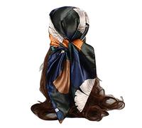 Momolaa Women Square Scarf Scarves Lightweight Neckerchief Hair Scarf Printed Kerchief Neckerchief Head Sleeping Wrap Satin Headscarf Silk Bandana Scarf for Women Orange-c One Size