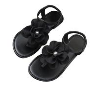 Momolaa Women's Flower Thong Flat Sandals size 5.5 Vacation Holiday Wedding Sandals for Bride T-Strap Thongs Open Toe Ankle Strap Sandal Summer Beach Shoes Black Trendy Footwear
