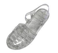 Momolaa Women's Jelly Sandals Clearance Gladiator T-Strap Flat Strappy Jelly Sandal Bling Beach Crystal 80s 90s Retro Flat Shoes UK 4.5#1_White