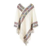 Momolaa Womens Pullover Poncho,Knitted Shawls and Wraps for Ladies Retro Ethnic Style Cable Knit Dress Christmas Ponchos B1_White