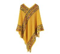 Momolaa Womens Pullover Poncho,Knitted Shawls and Wraps for Ladies Retro Ethnic Style Cable Knit Dress Christmas Ponchos B1_Yellow