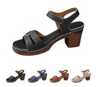 Momolaa Womens Sandals with Block Heel Size 4 02#_Black Open Toe Comfortable Sandals Summer Platform Lightweight Chunky Heeled Sandal with Ankle Strap for Casual & Dressy Sandle