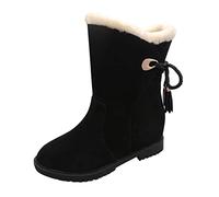 Momolaa Women's Snow Boots Clearance Plush Wedge Heel Ankle Booties High Top Snow Boots Warm Fur Lined Winter Boots Suede Booties Comfortable Outdoor Anti-Slip Ankle Boots