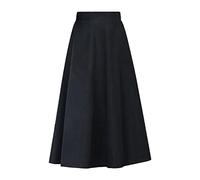 Momolaa Womens Winter Vintage High Elastic Waist A Line Pleated Wool Blend Maxi Skirt with Pockets Lady Skirt 3XL Black