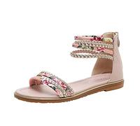 Momolaa Womens Zip Gladiator Flat Sandal Summer Rhinestone Embellished Flat Braided Shoes Studding Gladiator Sandals with Zipper Closure
