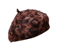 Momolaa Wool Beret Hat French Beret Cap Winter Artist Painter Hat Solid Color Casual Classic Beanie Winter Cap for Women Brown