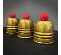 MOMOMAGE Super Cups and Balls (Brass/Aged) Magic Tricks Chop Cup Ball Appear Vanish Magic for Magicians Stage Close up Illusions Gimmicks Mentalism