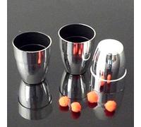 MOMOMAGE Three Cups and Balls Plastic Magic Tricks Balls Appearing/Disappearing Close up Gimmick Comedy Magic Accessories (Silver, Small)
