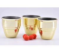 MOMOMAGE Three Cups and Balls Plastic Magic Tricks Balls Appearing/Disappearing Close up Gimmick Comedy Magic Accessories (Golden, Small)
