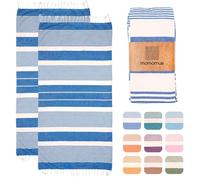 MOMOMUS 2 Pack XL Fouta - Compact, Ultra-Soft, Absorbent - Cotton Beach Towels for Adults or Extra Large Beach Towels for Adults - Beige 90x180cm
