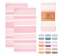 MOMOMUS 2 Pack XL Fouta or Cotton Beach Towels for Adults - Compact, Ultra-Soft, Absorbent - Extra Large Beach Towels for Adults - Pink 90x180cm