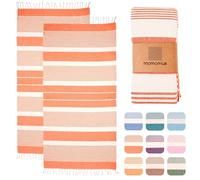 MOMOMUS 2 Pack XL Fouta or Cotton Beach Towels for Adults - Compact, Ultra-Soft, Absorbent - Extra Large Beach Towels for Adults - Salmon 90x180cm