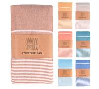 MOMOMUS Fouta XXL, Extra Large Beach Towel for Adults - Beach Picnic Blanket - 100% Cotton, with Fringes and Sand Free - Brown, 210x240 cm