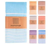 MOMOMUS Fouta XXL, Extra Large Beach Towel for Adults - Beach Picnic Blanket - 100% Cotton, with Fringes and Sand Free - Turquoise, 210x240 cm