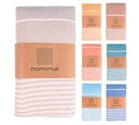 MOMOMUS Fouta XXL, Extra Large Beach Towel for Adults - Beach Picnic Blanket - 100% Cotton, with Fringes and Sand Free - Beige, 210x240 cm