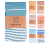 MOMOMUS Fouta XXL, Extra Large Beach Towel for Adults - Beach Picnic Blanket - 100% Cotton, with Fringes and Sand Free - Sea Green, 210x240 cm