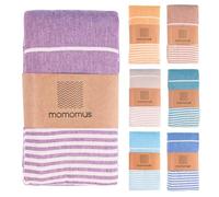 MOMOMUS Fouta XXL, Extra Large Beach Towel for Adults - Beach Picnic Blanket - 100% Cotton, with Fringes and Sand Free - Violet, 210x240 cm