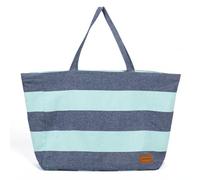 MOMOMUS Large XXL Beach Bag or Large Tote Bag for Women - Reversible Striped and Spacious Design - 50 x 40 cm, Dark Blue - Sea Green