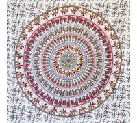 MOMOMUS Mandala Tapestry for the Wall - Indian Mural Art in 100% Cotton Fabric - Ideal as an Aesthetic Wall Tapestry or Decorative Wall Tapestry with Vivid Colors - White-Brown, 210 x 230 cm