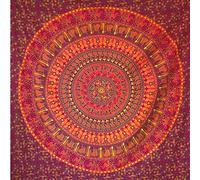 MOMOMUS Mandala Tapestry - Indian - 100% Cotton, Large, Versatile - Large Beach Towel - Sarong - Beach Towel XXL - Anti-Sand Mat - Orange, 210 x 230 cm
