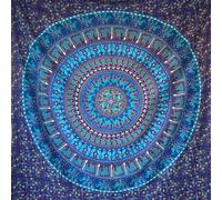 MOMOMUS Mandala Tapestry Wall Hanging - 100% Cotton Indian Art - Tapestry for Bedroom Aesthetic, and Wall Tapestry Hanging - Blue, 210x230 cm