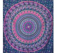 MOMOMUS Mandala Tapestry Wall Hanging - 100% Cotton Indian Art - Tapestry for Bedroom Aesthetic, and Wall Tapestry Hanging - Lilac, 210x230 cm