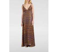 MOMONÌ Abstract Print Long Viscose Dress with Tie-Up Shoulder Straps - Size: 42 - female