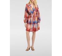 MOMONÌ Abstract Print Silk Mini Dress with V-Neck and Long Sleeves - Size: 46 - female