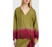 MOMONÌ Bicolour Abstract Print Silk Blouse with Long Sleeves - Size: 38 - female