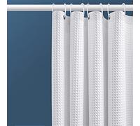 Momooda Mould Proof Resistant Shower Curtain, Water Repellent Heavy Duty Bath Shower Curtains for Bathroom, Washable Polyester Waffle Pattern, White, 200x200cm