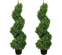 momoplant 2 Set Artificial Spiral Topiary Trees 90cm Boxwood Tower Plant Faux Garden Decoration with Pot Lifelike Outdoor Indoor Plants for Home Office Front Door
