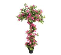 momoplant Artificial Bougainvillea Trees 160cm/5.2FT Faux Blooming Plant in Cement Pot Pink Large Outdoor Garden Decorative Tree with Flowers for Front Porch Home House Office(1 PCS)