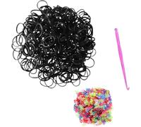 Momo's Den 600+ Black Loom Bands Refill Pack - DIY Bracelet Making Kit with Hook Tool & Colorful S Clips - Craft Refill Set for Kids & Teens (600+ Bands) (Black)