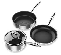 MOMOSTAR Stainless Steel Pots and Pans Set, Induction Cookware 4-Piece with Lid, Cookware Sets for Oven & Dishwasher Safe By